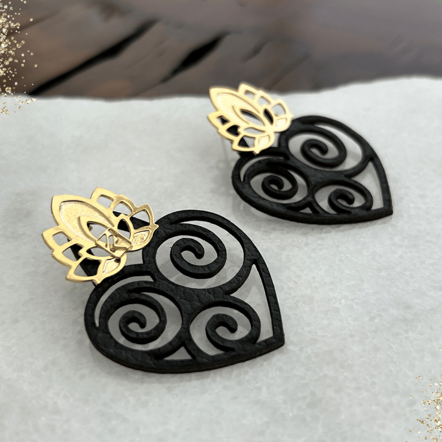 Earrings - Harmony Lotus Leather
