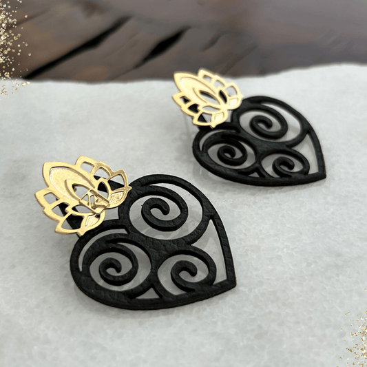 Earrings - Harmony Lotus Leather