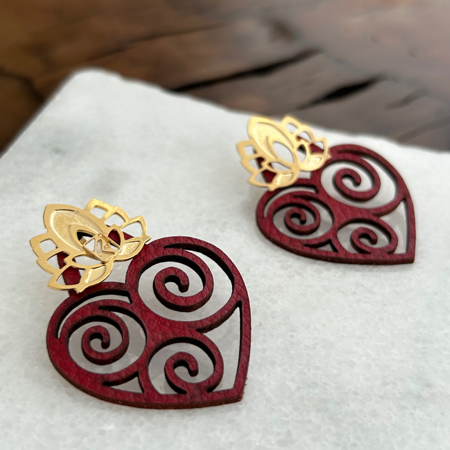 Earrings - Harmony Lotus Leather