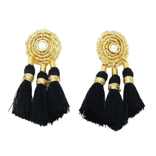 Earrings - Guinea Tassels Spiral