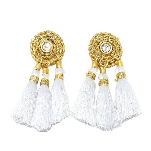 Earrings - Guinea Tassels Spiral